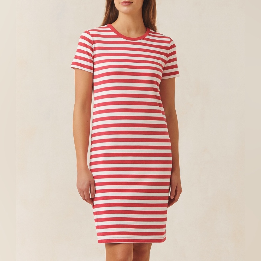 NWT Joules Red White Liberty Poppy Stripe A Line Jersey Stretchy Dress